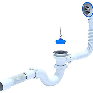Сифон для ванны с выпуском и переливом Анипласт 