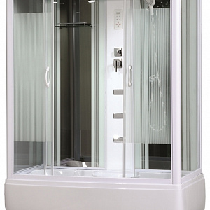 Душевая кабина 216/2, стекло страйп, задняя зеркальная панель, 1500*850*2150