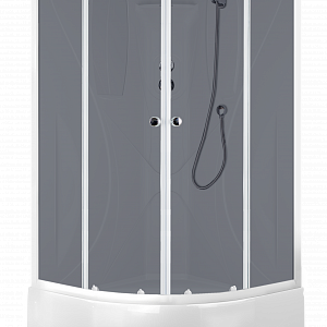 Душевая кабина Domani-Spa Elegans HIGH, стенка цельная из Санитарного акрила, размер 90*90*218см Тонированная