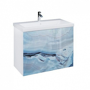 Тумба с раковиной MarkaOne Lacio 80П с 2-мя ящиками, blue marble