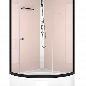 ДУШЕВАЯ КАБИНА DOMANI-SPA SIMPLE HIGH , размер 90*90*218см  стенки Pink cappuccino, профиль Graphite двери прозрачные