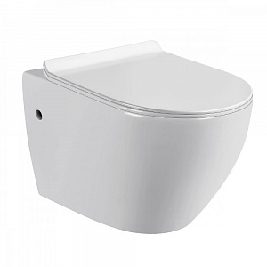 Azario Grado 0046 подвесной безободковый унитаз в комплекте с сидением микролифт, 490*370*360 мм