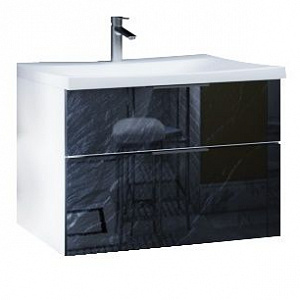 Тумба с раковиной MarkaOne Idalgo 75П с 2-мя ящиками, black stone