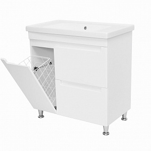 Тумба с раковиной Cerutti Spa Пьемонт 80 с бельевой корзиной, белый глянец