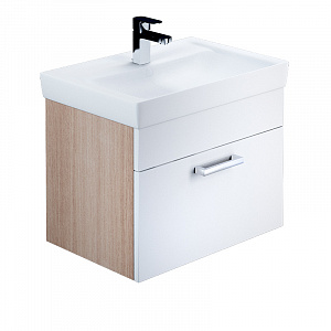 Тумба с раковиной Iddis Mirro 60 белый глянец/под дерево (снят с производства)