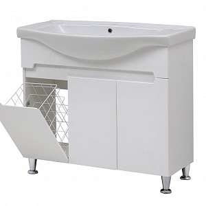 Тумба с раковиной Cerutti Spa Ломбардия 95 с бельевой корзиной, белый глянец