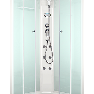 Душевая кабина DOMANI-Spa Delight Slim 88 низкий поддон,кнопочный блок управления, вертикальный гидромассаж,светлые стенки, размер 80*80*218см