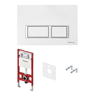 Комплект для установки подвесного унитаза: застенный модуль TECEspring, пластиковая панель смыва TECEspring V, белая глянцевая S955203 