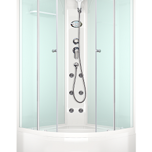 Душевая кабина DOMANI-Spa Delight Slim 110,выс поддон, бел стенки, сатин-мат стекла, электрика 100*100*218