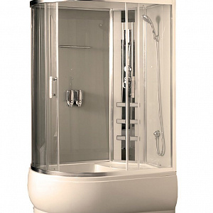 Душевая кабина 184, стекло прозрачное, задняя панель слоновая кость, 1200*850*2150 правая