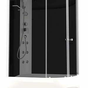 Душевая кабина DOMANI-Spa Delight Slim 128 L Левая, кнопочный блок управления, вертикальный гидромассаж, черные стенки, размер 120*85*218см