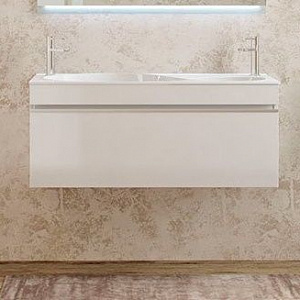 Тумба с раковиной Velvex Otto 100 подвесная, белый глянец