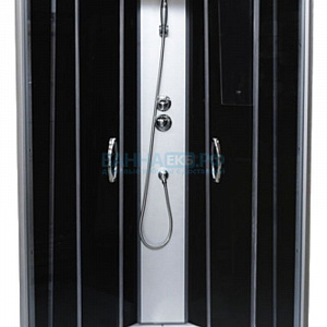 Душевая кабина 440N стекло серое, задняя черная стеклянная панель Б/Э, 900*900*2200