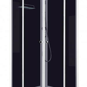 Душевая кабина DOMANI-Spa Eco SLIM 88  БЕЗ КРЫШИ, низкий поддон, черные стенки, размер 80*80*204 см