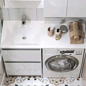 Тумба с раковиной Alavann Soft Silver 120 белая