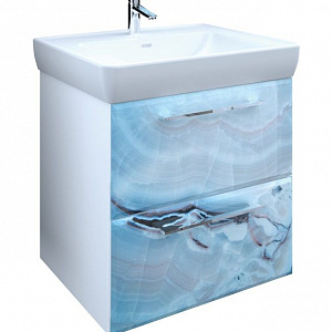 Тумба с раковиной MarkaOne Visbaden 60П с 2-мя ящиками, blue marble