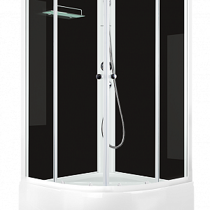Душевая кабина DOMANI-Spa Eco SLIM high БЕЗ КРЫШИ, высокий поддон, черные стенки, размер 90*90*204 см