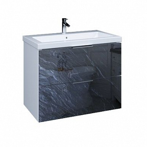 Тумба с раковиной MarkaOne Liriya 75П с 2-мя ящиками, black stone