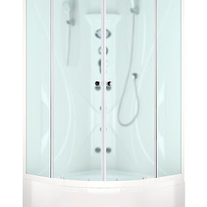 Душевая кабина Domani-Spa Elegans 90 HIGH, кнопочный блок управления, вертикальный гидромассаж, стенка цельная из Санитарного акрила, размер 90*90*218см, Матовая