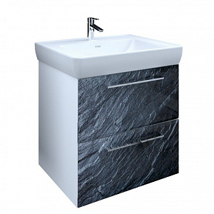 Тумба с раковиной MarkaOne Visbaden 70П с 2-мя ящиками, black stone