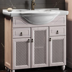 Тумба с раковиной Opadiris Тибет 80 беленый бук (фасад решетка)