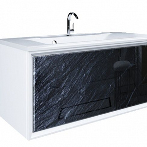 Тумба с раковиной MarkaOne Seattle 90П с 1-м ящиком, black stone