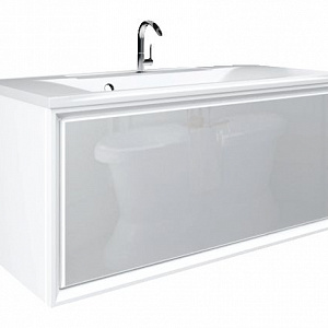 Тумба с раковиной MarkaOne Seattle 90П с 1-м ящиком, pure white