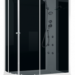 Душевая кабина DOMANI-Spa Delight Slim 128 Правая/R, кнопочный блок управления, вертикальный гидромассаж,  черные стенки, размер 120*85*218см
