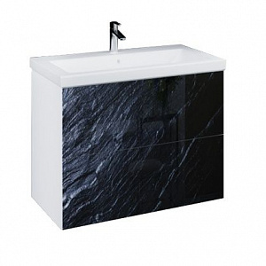 Тумба с раковиной MarkaOne Lacio 80П с 2-мя ящиками, black stone