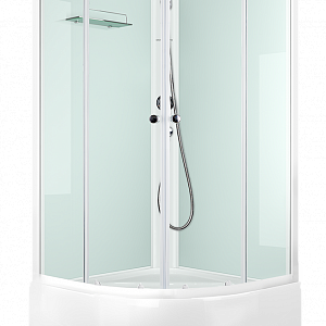 Душевая кабина DOMANI-Spa SLIM Eco 88 high БЕЗ КРЫШИ, высокий поддон, белые стенки, матовые стекла размер 80*80*204 см