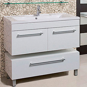 Тумба с раковиной Акватон Мадрид 120 белая 2 ящика, раковина Премьер