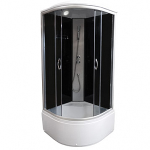 Душевая кабина 460/2 стекло серое, задняя черная стеклянная панель Б/Э, 900*900*2200