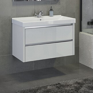 Тумба с раковиной Comforty Дублин 90 белый глянец (раковина Cersanit Como 90 R-UM-COM90/1)