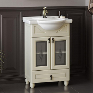 Тумба с раковиной Opadiris Тибет 50 слоновая кость (фасад с художественным стеклом)