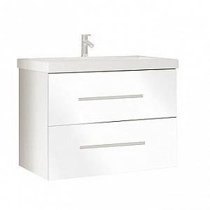 Тумба с раковиной MarkaOne Mix 60П с 2-мя ящиками, белый глянец (32 см длина ручки)