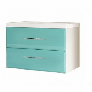 Тумба с раковиной MarkaOne Mix 80П с 2-мя ящиками, бирюза