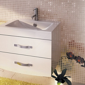 Тумба с раковиной Comforty Лаура 75-2 белый глянец 2 ящика