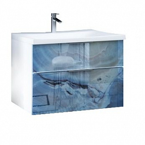 Тумба с раковиной MarkaOne Idalgo 75П с 2-мя ящиками, blue marble