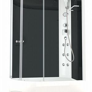 Душевая кабина DOMANI-Spa Delight Slim 128 R правая,кнопочный блок управления, вертикальный гидромассаж, черные стенки, размер 120*85*218см