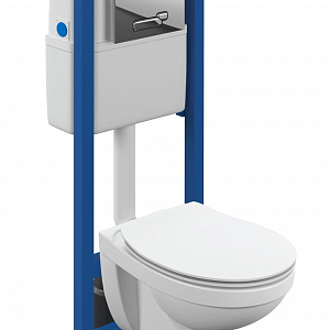 Cersanit. Комплект DELFI: унитаз подвесной с сиденьем дюропласт с микролифтом, тонкое + инсталляция VECTOR с кнопкой ACTIS хром глянцевый, S-SET-DEL/Vec/S-DL/Ac-Cg-w