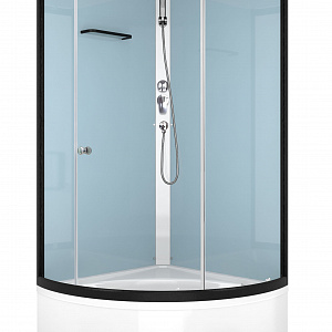 ДУШЕВАЯ КАБИНА DOMANI-SPA SIMPLE HIGH, размер 90*90*218см  стенки  Dusty blue, профиль Graphite двери прозрачные