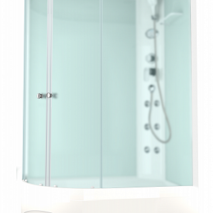 Душевая кабина DOMANI-Spa Delight Slim 128 Правая R ,кнопочный блок управления, вертикальный гидромассаж,  светлые стенки, размер 120*85*218см